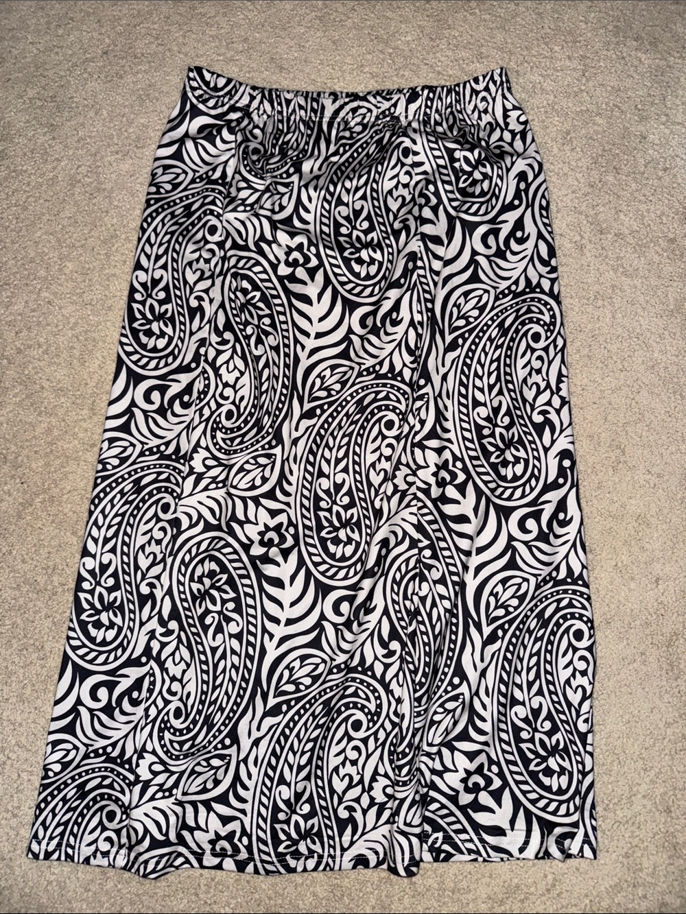 Black & White Paisley Maxi Skirt